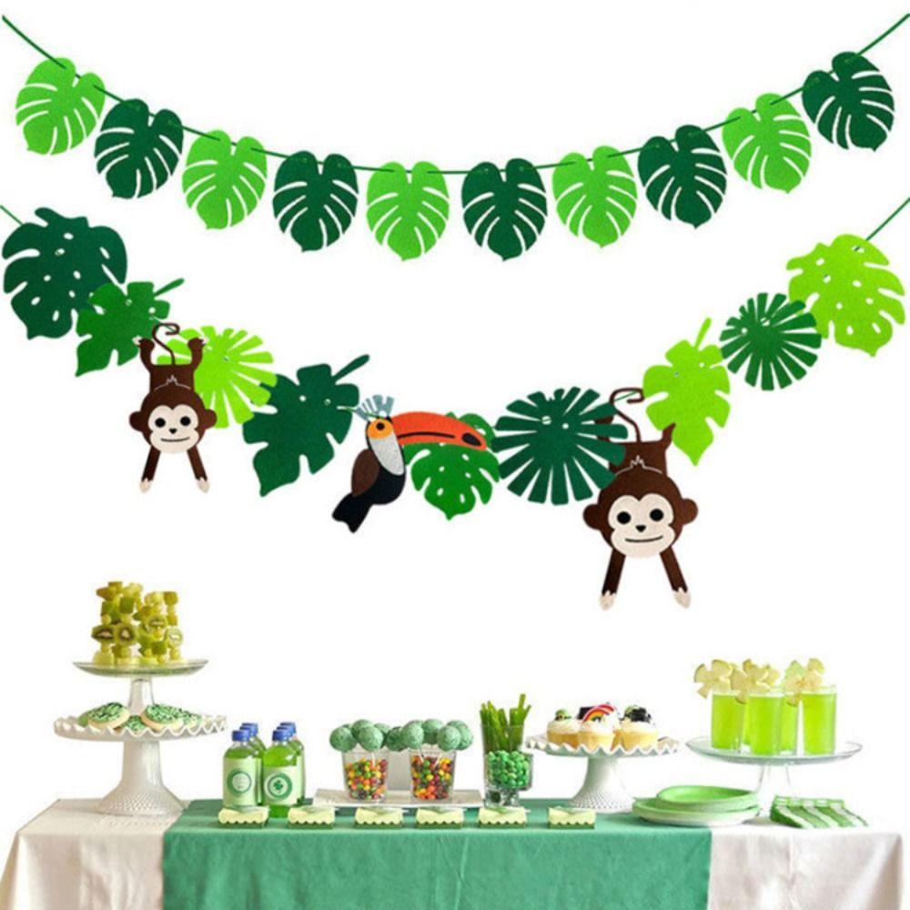 Cartoon Pineapple Turtle Leaves Banners Handmade Hawaii Party Banner Creative Leaf Flag  Birthday