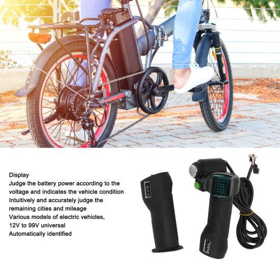 Одна пара руля дроссельной заслонки для электрического велосипеда с большой головкой, синий экран, 12 В - 99 В, ручка дроссельной заслонки для езды на велосипеде