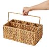Utensil Caddy with 5 Compartments Hand-woven Storage Basket with Handle Rustic Cutlery Flatware Organizer for Picnic BBQ Kitchen Countertop Storage
