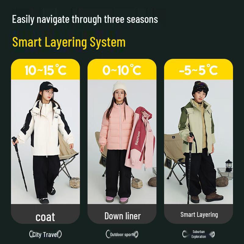 YAYA Kids' 3-in-1 Windproof Down Jacket