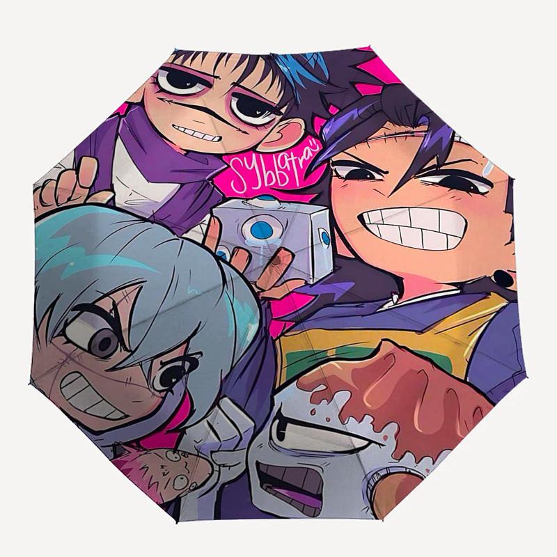 1 шт. Уличный зонт с изображением Gorillaz - Автоматическое открытие/закрытие, Портативная 3-складная конструкция, Железный каркас с 8 спицами - Идеальный подарок для поклонников, Путешествия