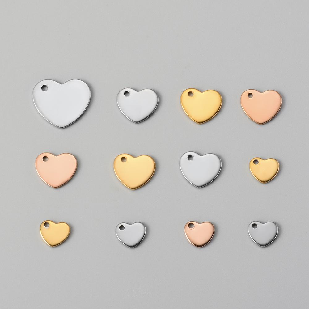 20Pcs/lot Stainless Steel Heart Charm Stamping Blank Pendant DIY Jewelry Making For necklace or Bracelet or Anklet