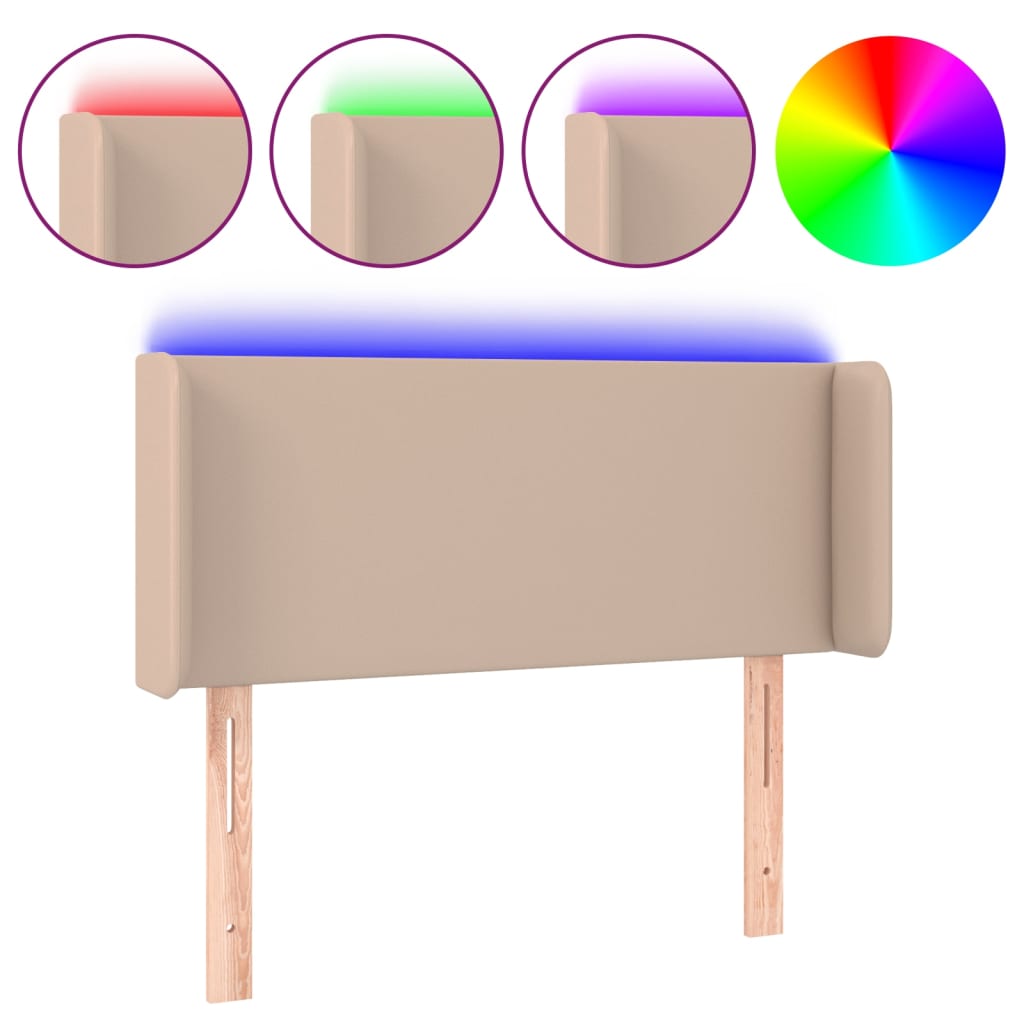 LED Headboard Cappuccino Brown 103 x 16 x 78 88 cm Faux Leather