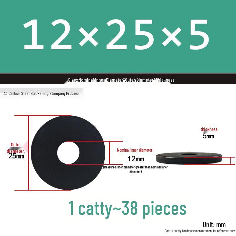 Black Oversized Thickened Round Metal Flat Washer Spacer for Home Use