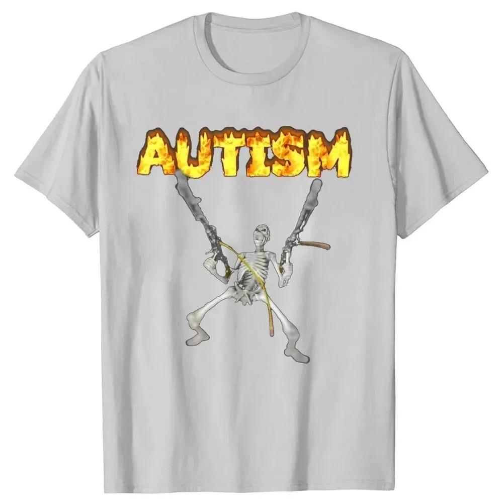 Retro Autism Skeleton Funny UnisexT-Shirt Neurodivergent Autism Awareness Support Tee Halloween Gifts Clothes 2024