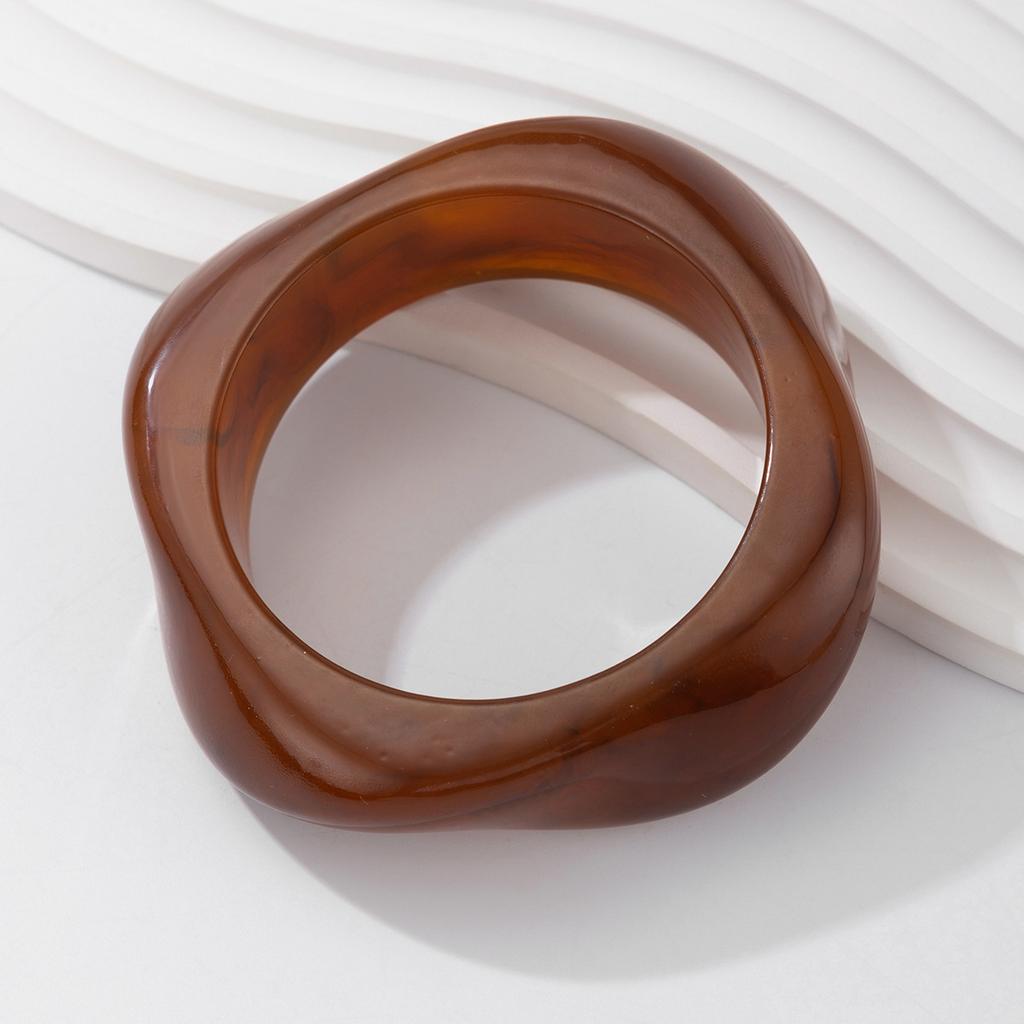 Vintage Punk Brown Coffee Thick Resin Acrylic Bangles Geometric Irregular Wide Cuff Bangle Bracelet For Women Men Jewelry