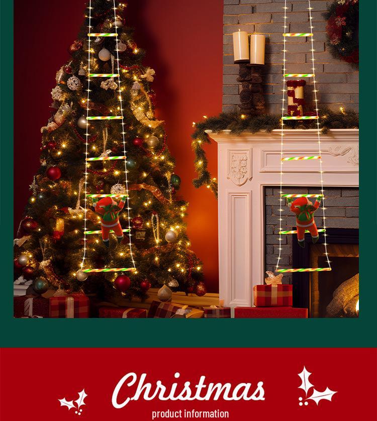 Светодиодный Санта Клаус, поднимающийся по лестнице, с парашютными огнями – Рождественская гирлянда, украшение для карниза