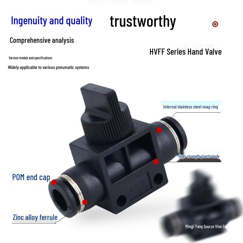 8mm Pneumatic Hand Valve with Switch and Quick Connect Fittings (6mm, 10mm, 12mm)