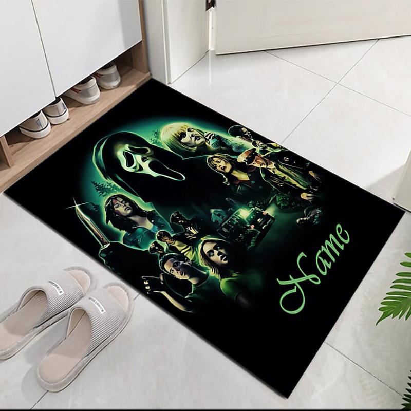 Custom Name Halloween horror Printed Carpet, for Office Chair Living Room Bedroom Kitchen Room Decor Gifts.