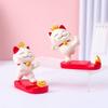 Chinese Style Cute Lucky Cat Resin Desktop Mobile Phone Brackets Lucky Ornaments