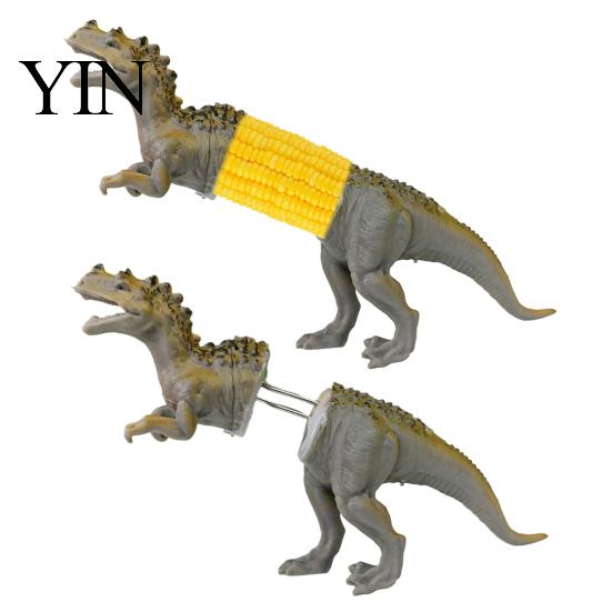 Kids Corn Holder Dinosaur Cob Holder, 3D Printed Fork, Creative Skewers with Stainless Fork Steel Forks, Funny BBQ Picks for Party Camping,