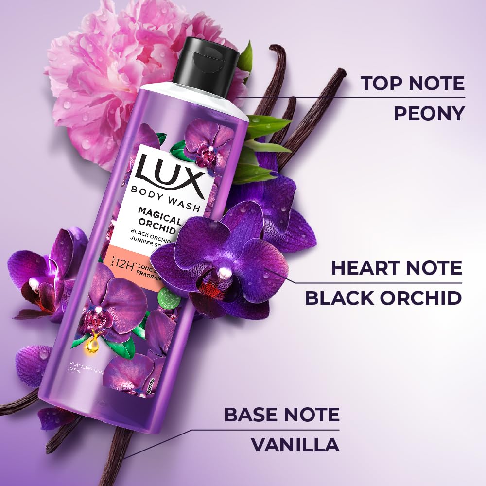 Lux Magical Orchid Body Wash 245 Ml With Black Orchid And Juniper Oil For Soft Glowing Skin Long Lasting Floral Fragrance Paraben Free