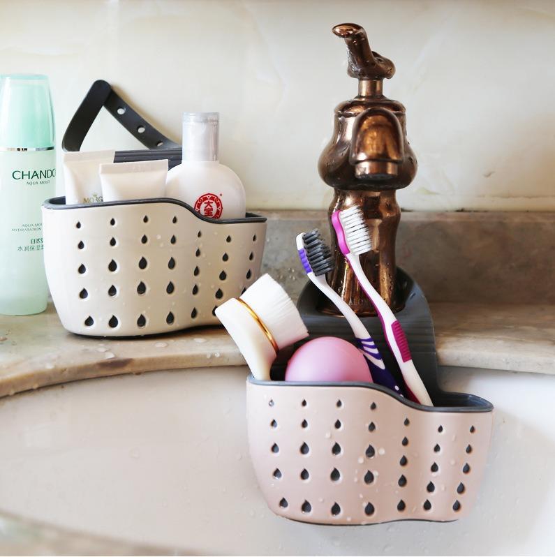 Multifunctional Silicone Kitchen Sink Caddy Sponge Holder Hanging Drain Basket Rack for Faucet & Pool Organizer