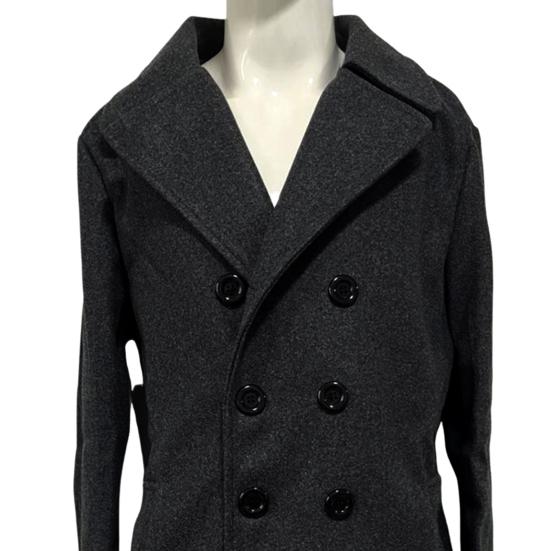 Мужское длинное шерстяное пальто с лацканами, длинный рукав, однотонная ветровка с карманами, двубортное, однотонное, средней длины