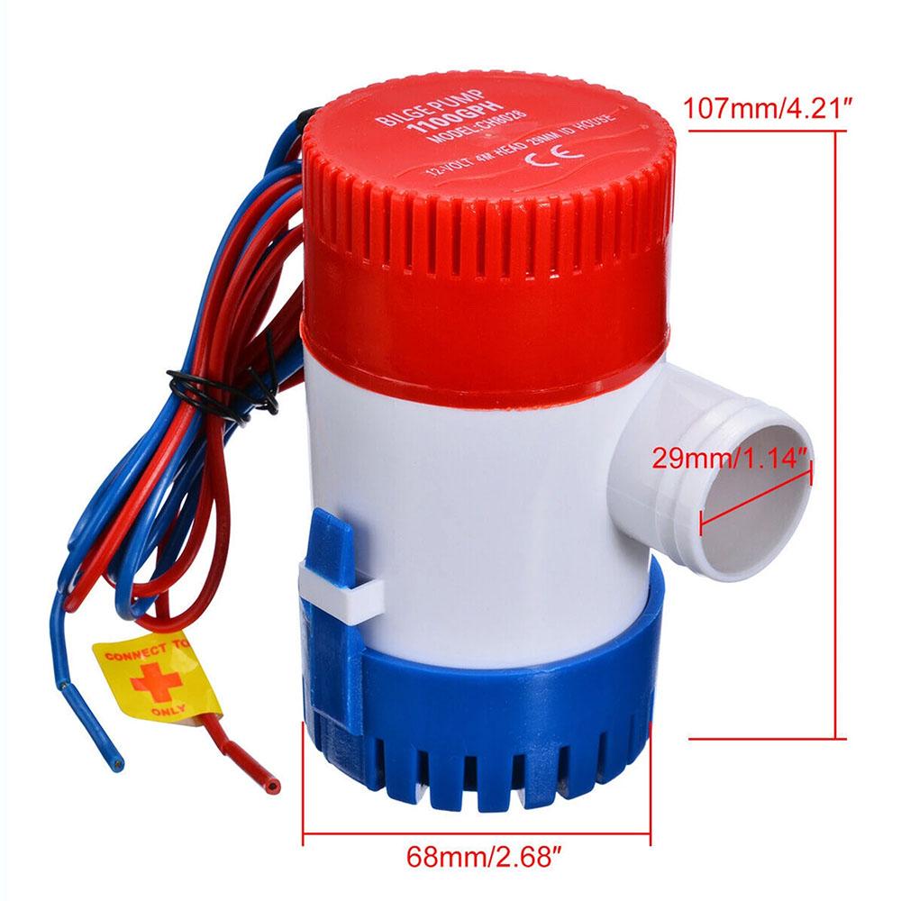 1100GPH 12V Marine Bilge Pump Electric Small Submersible Pump Yacht Boat Tool