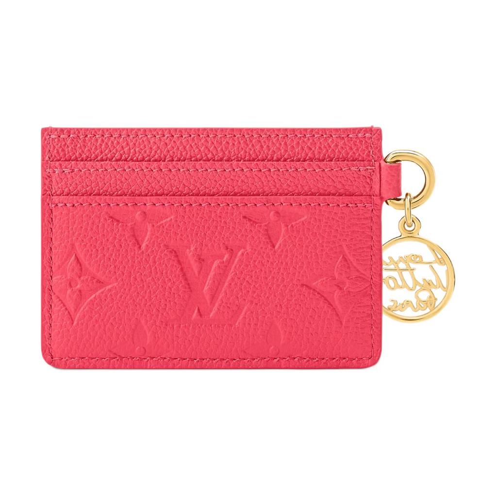 Louis Vuitton Charms Lv Logo Leather Card Holder Women Accessories Strawberry-Pink M28129