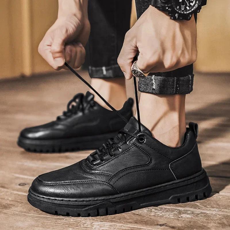 Качественные мужские кроссовки Стильные мужские кожаные повседневные туфли 2025 Новые удобные износостойкие мужские туфли на платформе Erkek Ayakkabı
