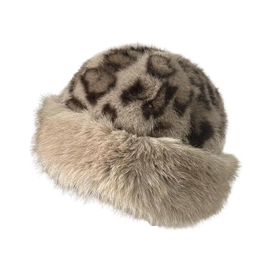 Winter Hat Leopard Print Thickened Warm Plush Hat Cold-proof Windproof Headwear Cold Weather Accessory