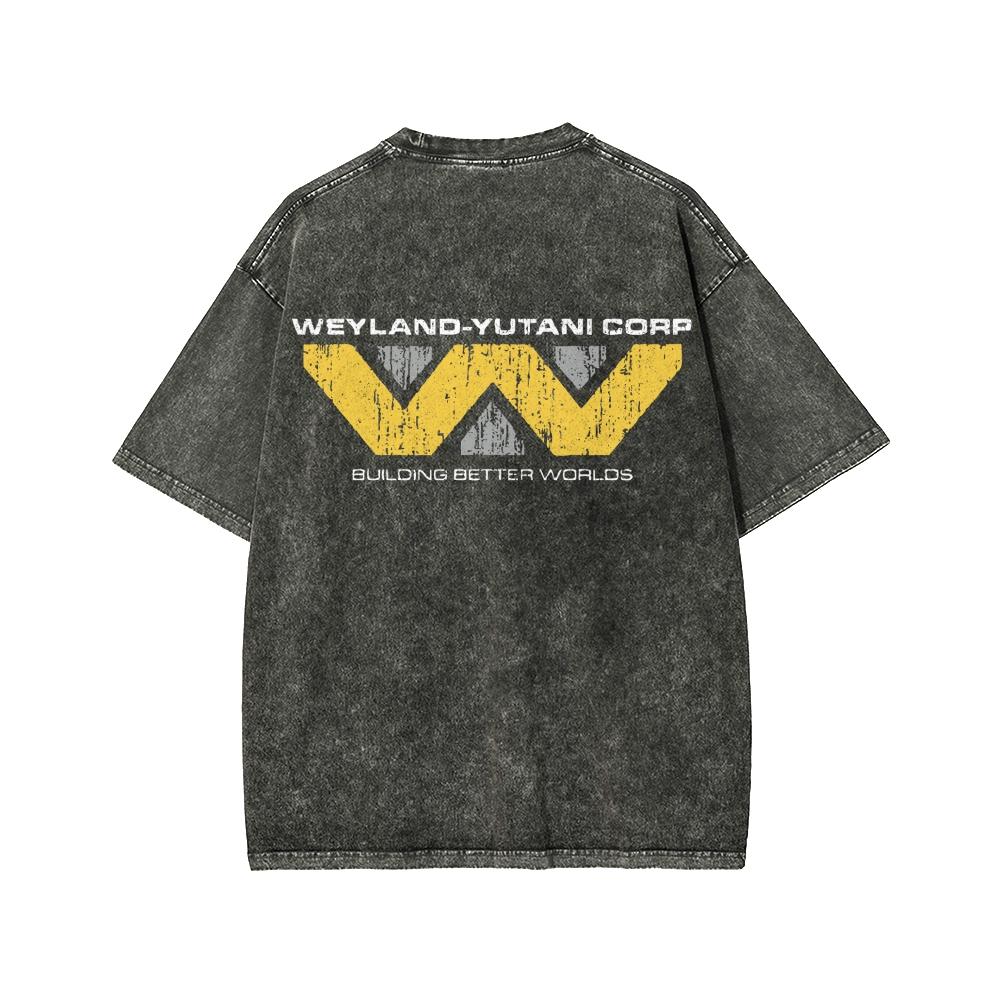 WEYLAND-YUTANI CORP Front And Back Printing Washed T-shirt