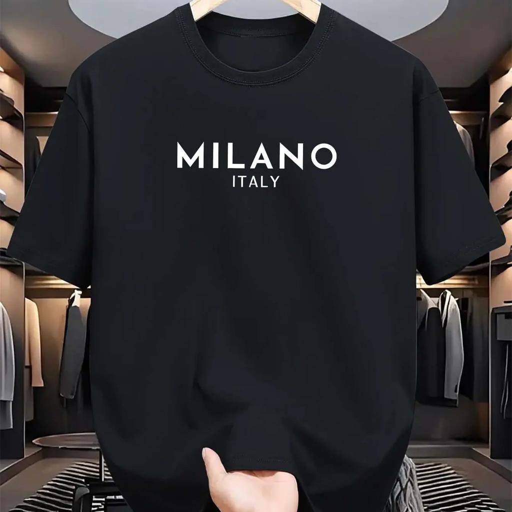 Летняя мужская и женская повседневная удобная свободная модная футболка с принтом букв Итальянский Милан из 100% хлопка с коротким рукавом
