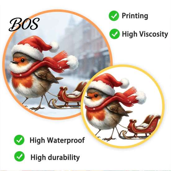 Cute Animal Window Ornaments Christmas Static Sticker, Decorative Reusable Redbreast Decal, PVC Festive Winter Seasonal Holiday Cling for Home