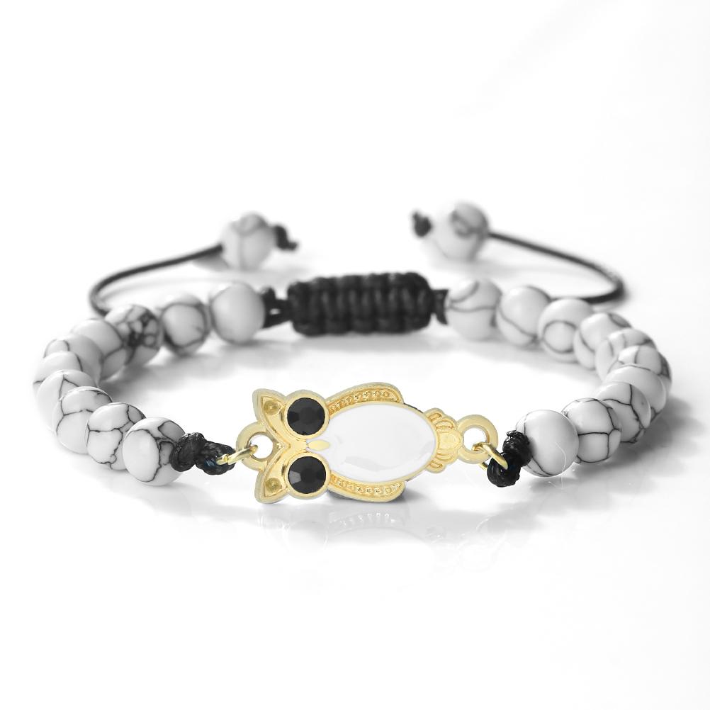 6 мм Кулон Сова Черный Матовый Браслет Для Мужчин Регулируемый Животное Шарм Браслет Бохо Готическая Бижутерия Идея Подарка Унисекс Изящный Аксессуар