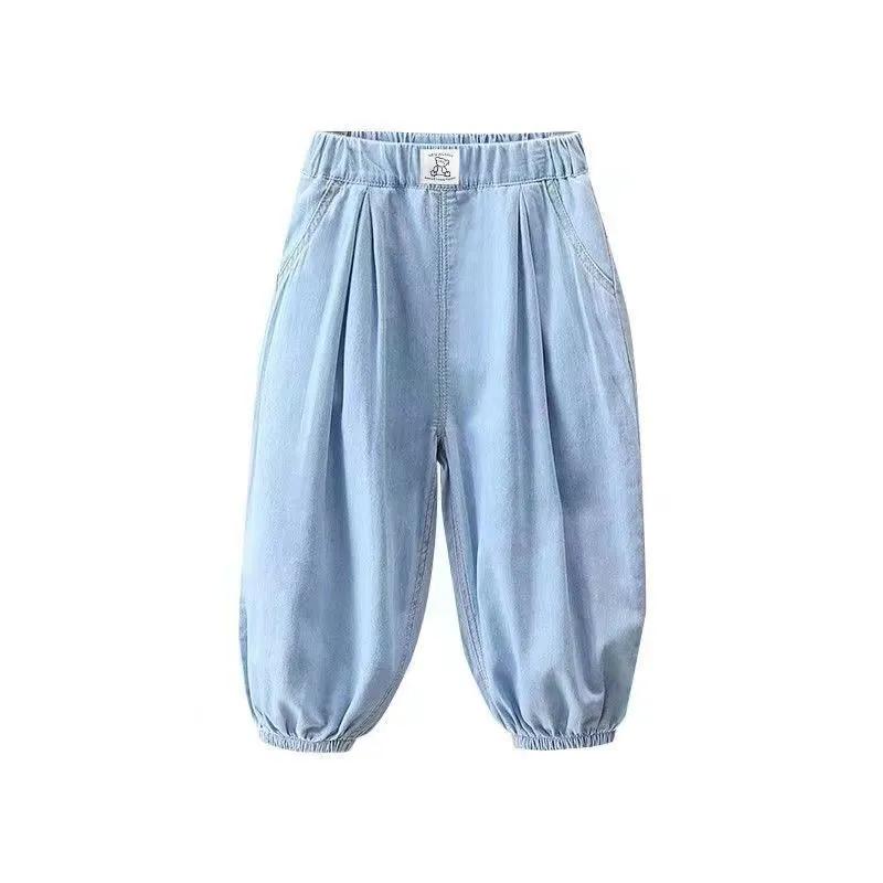 Джинсы для мальчиков Универсальные повседневные брюки Детские брюки Брюки Весенние и осенние повседневные брюки Свободные джинсы с принтом