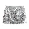 Women Mini Skirt High Waist Sparkling Sequin A-Line Short Skirt Hip Wrapped