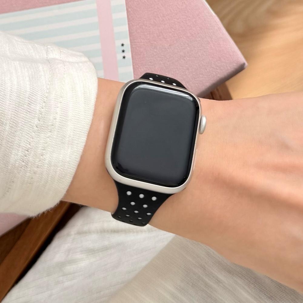 Slim Waist Silicone Band Hollow Two‑Tone Polka‑Dot for Apple Watch Apple Watch Series12 11 10 SE1 2 3/Ultra4 3 2 38/42/45/49mm