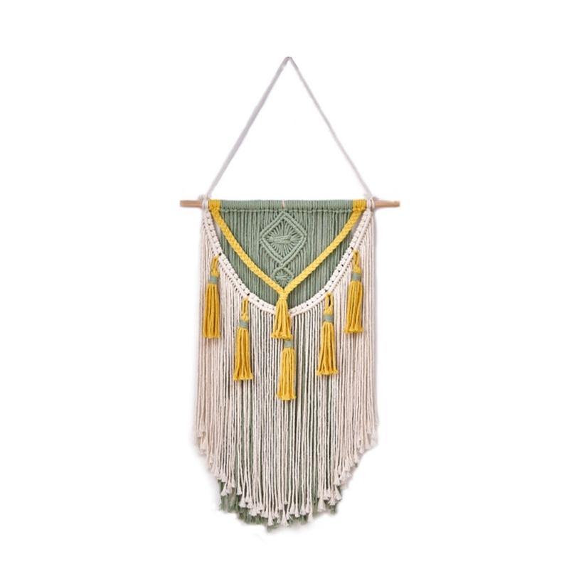 Colorful Handwoven Cotton Rope Tassels Wall Hanging Tapestry for Home Decoration Living Room or Bedroom Wall Pendant