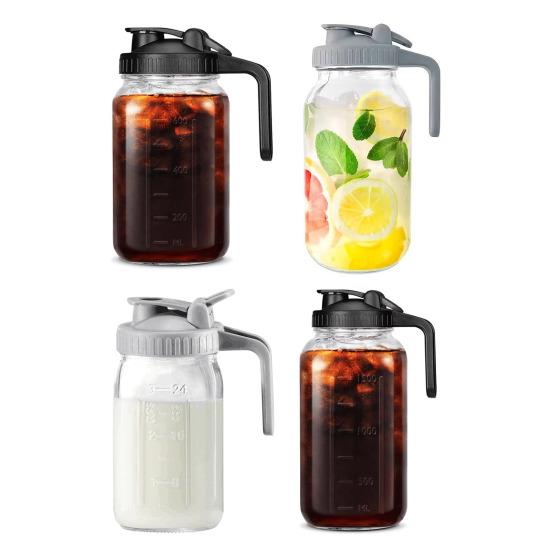 Cold Brew Coffee Maker 32oz/64oz Glass Pitcher with Stainless Steel Filter Wide Mouth Mason Jar Pitcher for Iced Tea Lemonade