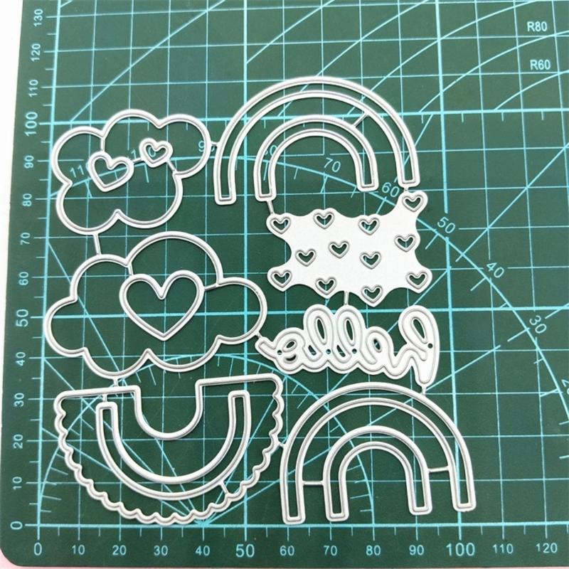 Металлические вырубки для DIY ручной работы Скрапбукинг Сердце Радуги Вырубки Нож Форма