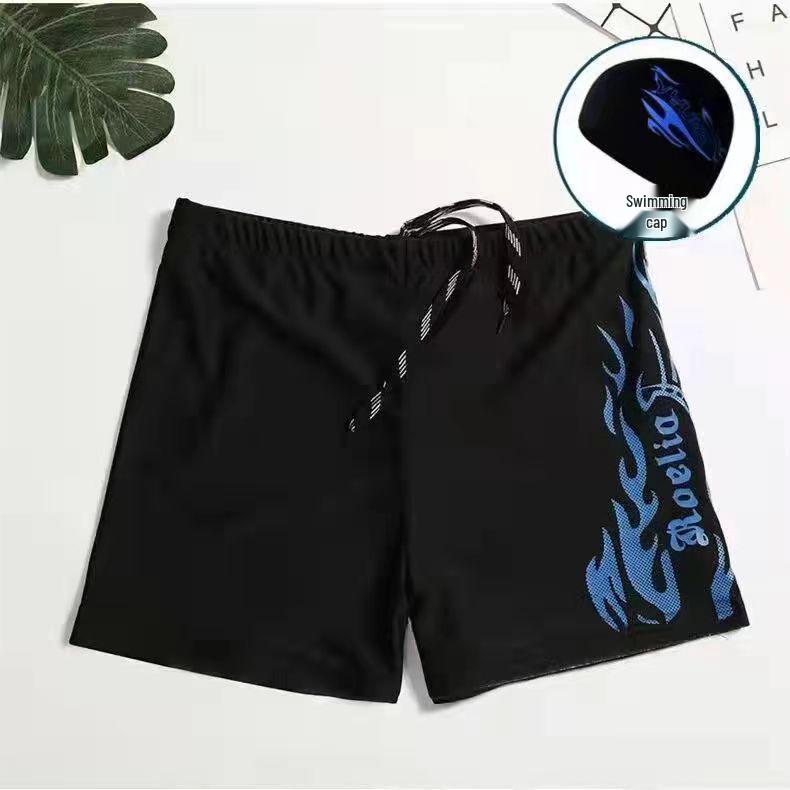Men's Quick-Dry Swim Trunks Set: Swimwear with Loose Square Leg, Professional Swim Goggles & Cap Included