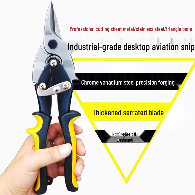 Heavy-Duty Multifunction Aviation Tin Snips - Stainless Steel Industrial Ceiling & Sheet Metal Scissors