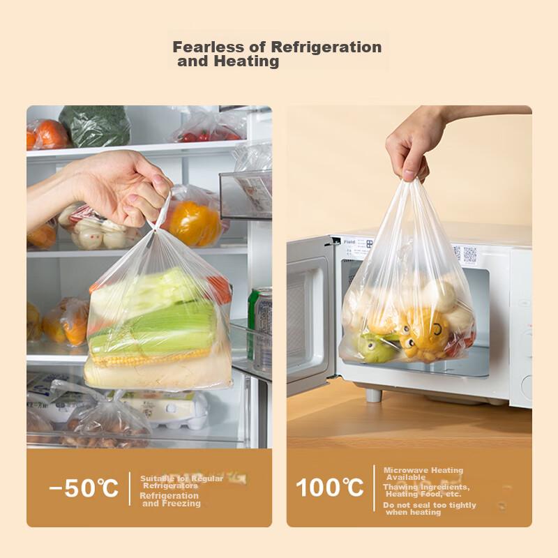 JD Original Food-Grade Plastic Storage Bags, Extra Large Size, Thickened Square Bags for Food Preservation, 35*42cm [100 Count]