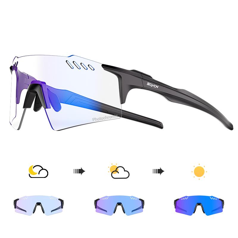 Фотохромные велоочки SCVCN с защитой UV400, спортивные очки для MTB, для велосипеда, гольфа, кемпинга, вождения, на открытом воздухе