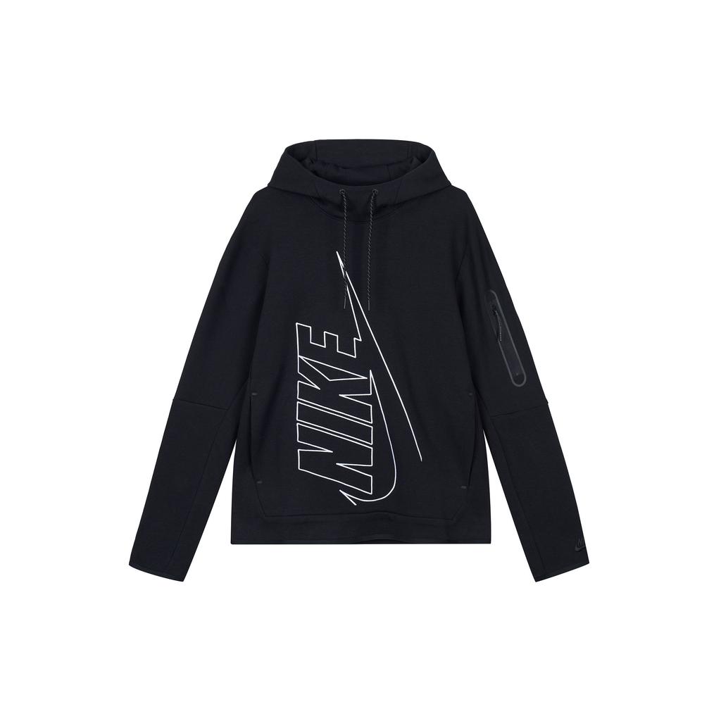 Nike Толстовка с капюшоном из технического флиса с логотипом и шнурком Мужские топы черного цвета DX0578-010