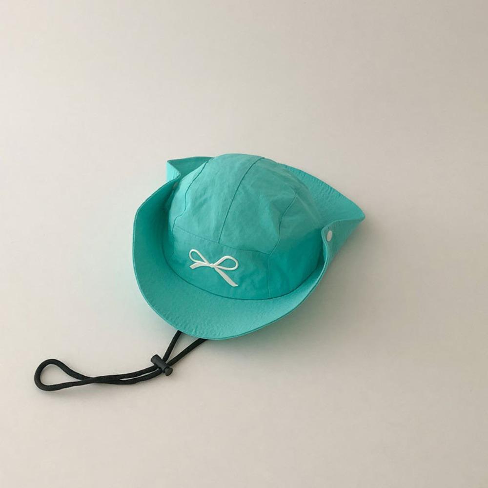 Bow Embroidery Summer Kid Sunhat Quick-dry Children's Fisherman Hat Candy Color Bucket Hat  Baby