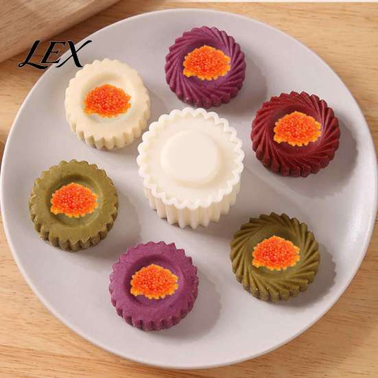 Personalized Cookie Stamp Sunflower Pattern Round Mooncake Mold, Hand Press Double Ended Plastic Pastry Kitchen Tool Tool, Easy Clean Dough