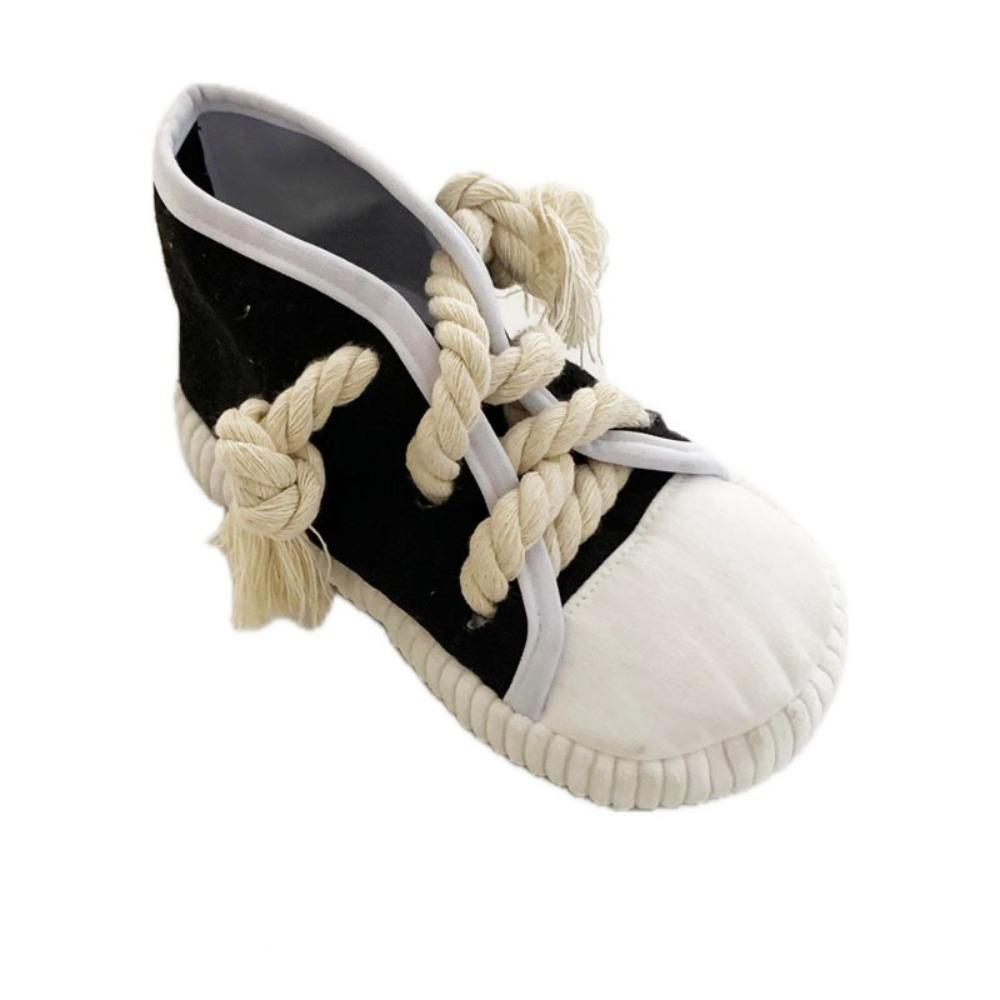Shoe Shaped Dog Chewing Toy Clean Teeth Interactive Squeaky Dog Toy Soft Bite Resistant Pet Cotton Rope Slippers Self-Hi