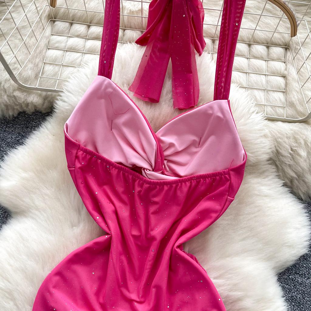 Летние женские сексуальные бретельки через шею с открытой спиной, блестящие, облегающие, мини-короткие, клубные платья для вечеринок