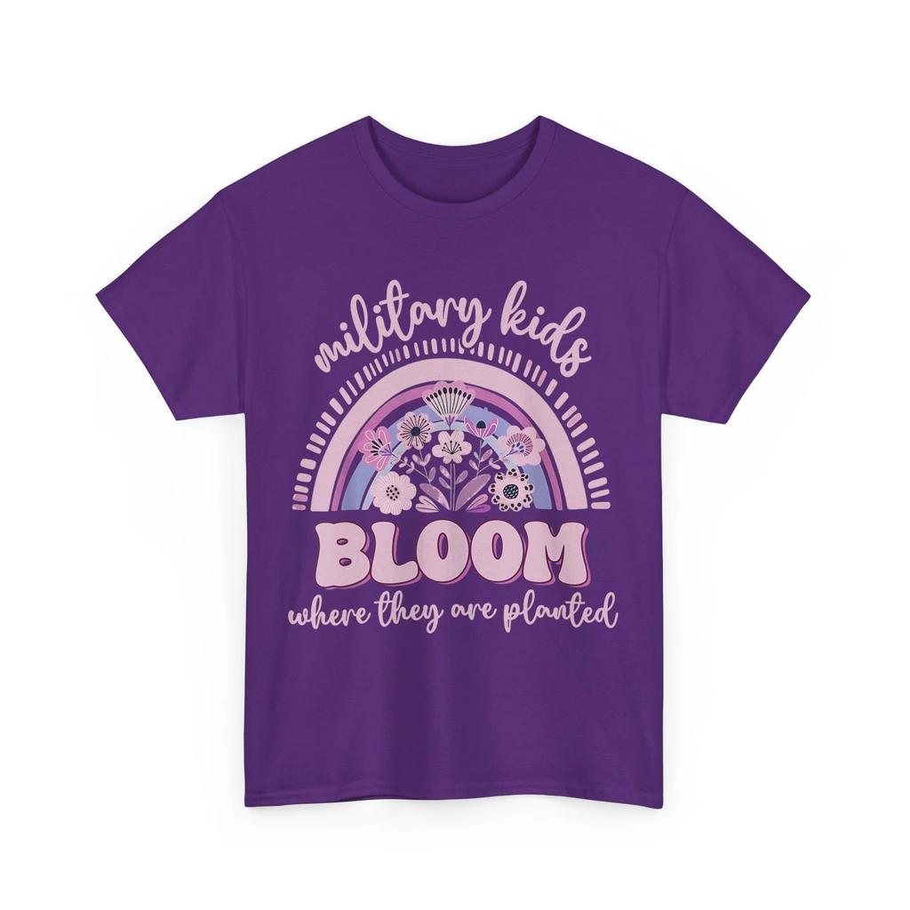 Military Child T-shirt, Military Kids Bloom Where They're Planted Rainbow Shirt