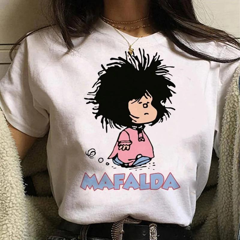Мафальда Японское Аниме Белые Модные Женские Футболки Харадзюку Кавайная Одежда С Коротким Рукавом Летние Футболки Повседневные Женские Топы С Круглым Вырезом