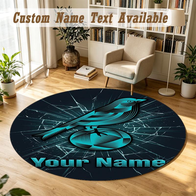 Round Rug Custom NameNorwich City Pattern Non Slip Carpet Home Floor Decor