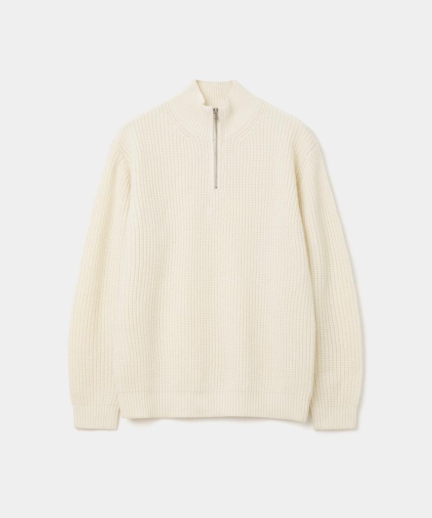 UNIFORM BRIDGE Half Zip-Up Knit Ivory