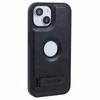For iPhone 14 Magnetic Case Leather Phone Back Cover Waxy Texture Kickstand