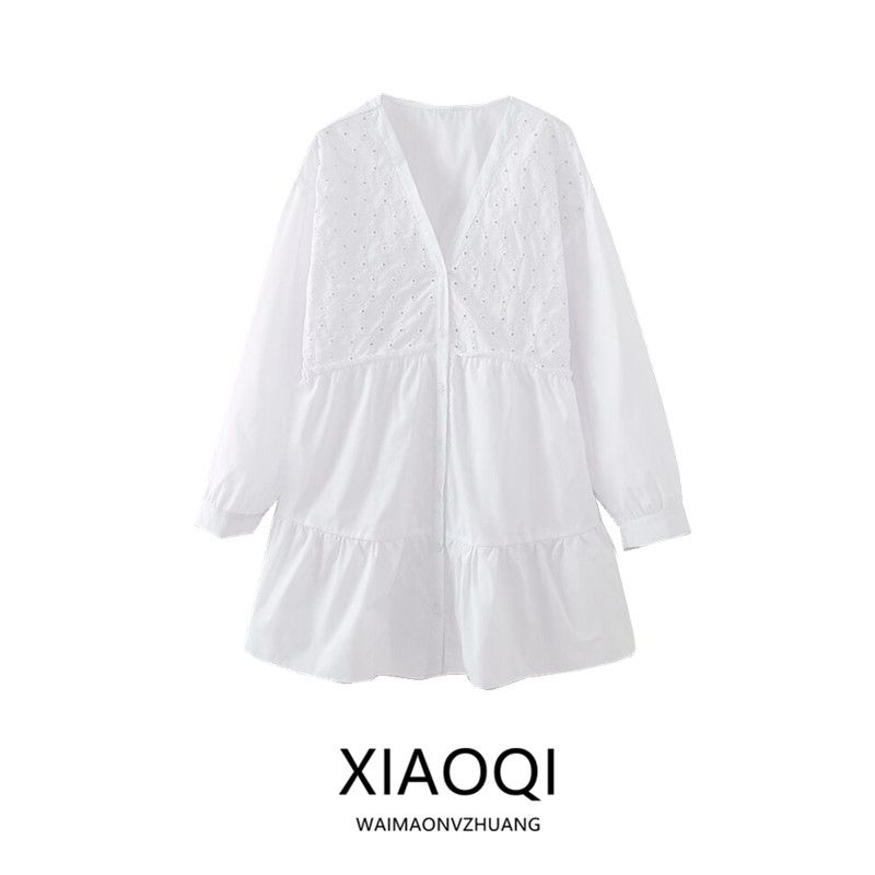 Fashion Style 2024 Spring New Women's Clothing All-Matching Hollow Embroider Poplin Short Dress 2298074 250