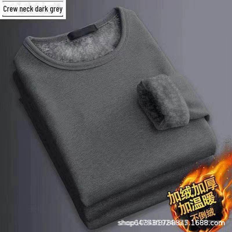 Мужская термофутболка с длинным рукавом из плюша, однотонный деловой топ с V-образным вырезом на весну/осень