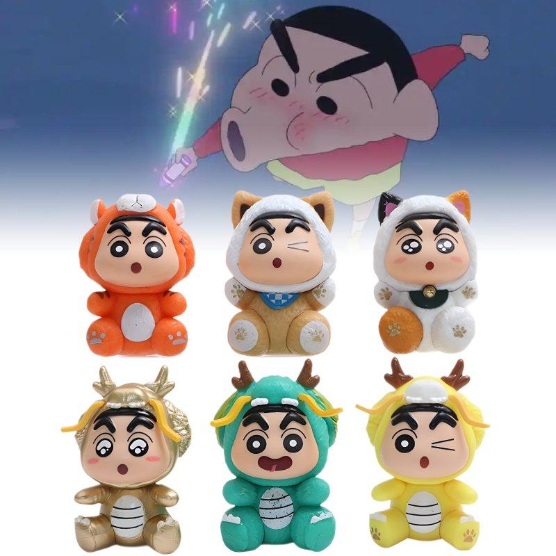 Shin Crayon 6pcs Chan Toy Doll Pvc Model Desktop Decoration Ornament Gifts Child