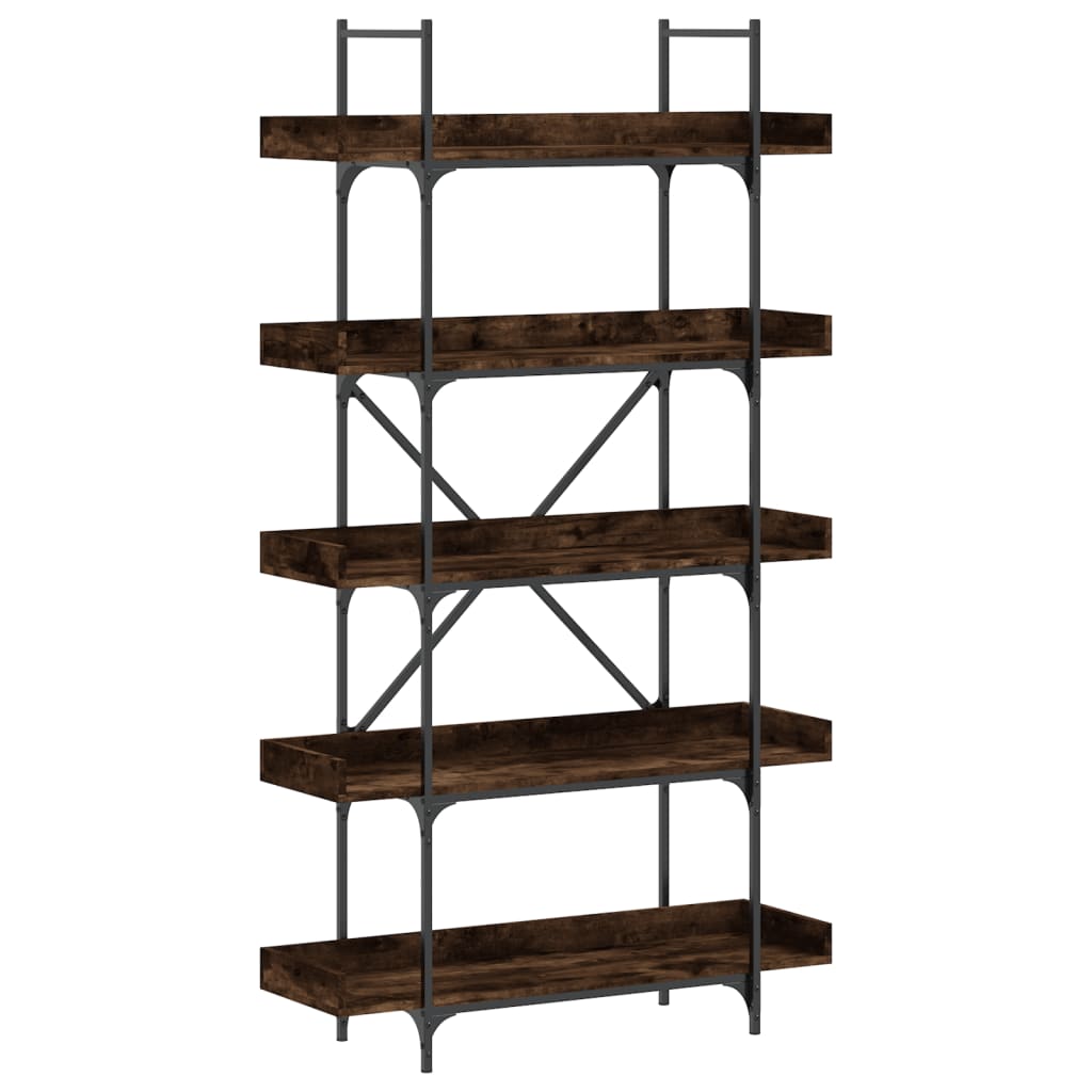 Bookshelf 5 Shelves Smoked Oak Finish 100 x 33 x 180.5 cm Engineered Wood